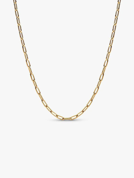 Pandora Elongated Link Chain Necklace 14k Gold Plating