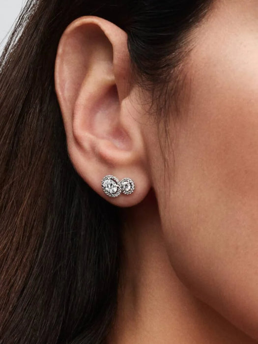 Pandora Embracing Halo Stud Earrings Sterling Silver