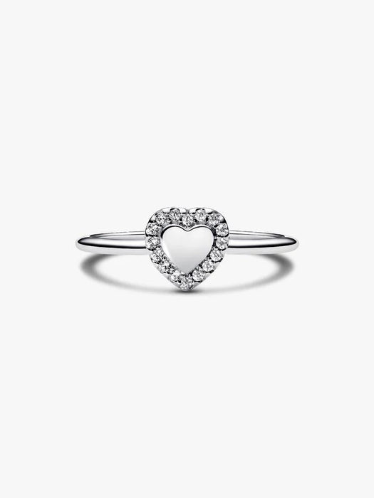 Pandora Engravable Heart Halo Ring Sterling Silver