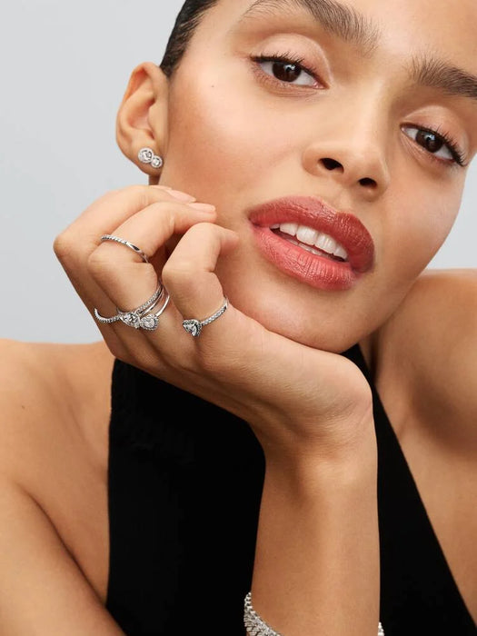 Pandora Engravable Heart Halo Ring Sterling Silver