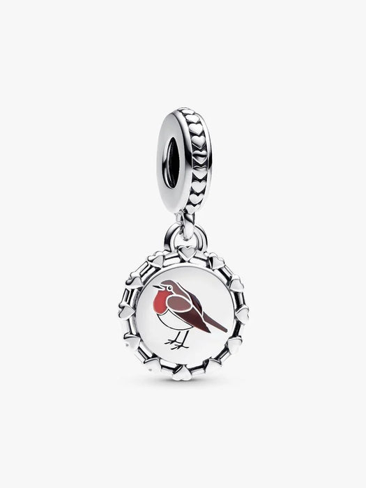 Pandora Engravable Robin Bird Dangle Charm Sterling Silver