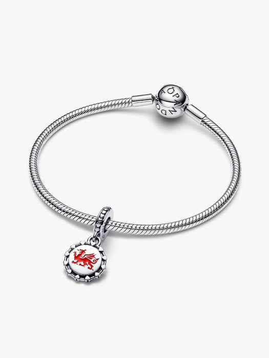 Pandora Engravable Welsh Red Dragon Dangle Charm Sterling Silver