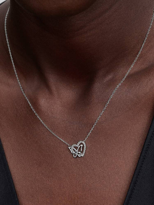 Pandora Entwined Heart & Butterfly Pendant Necklace Sterling Silver