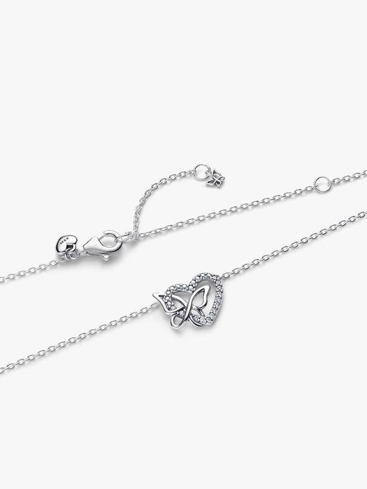 Pandora Entwined Heart & Butterfly Pendant Necklace Sterling Silver