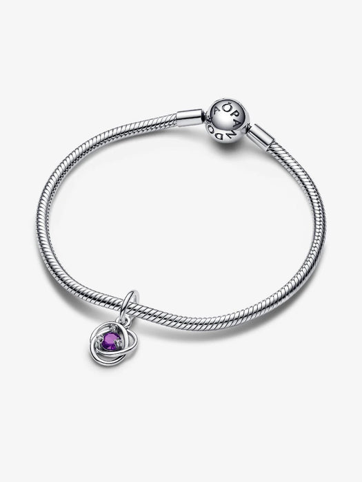 Pandora February Eternity Circle Dangle Charm Sterling Silver