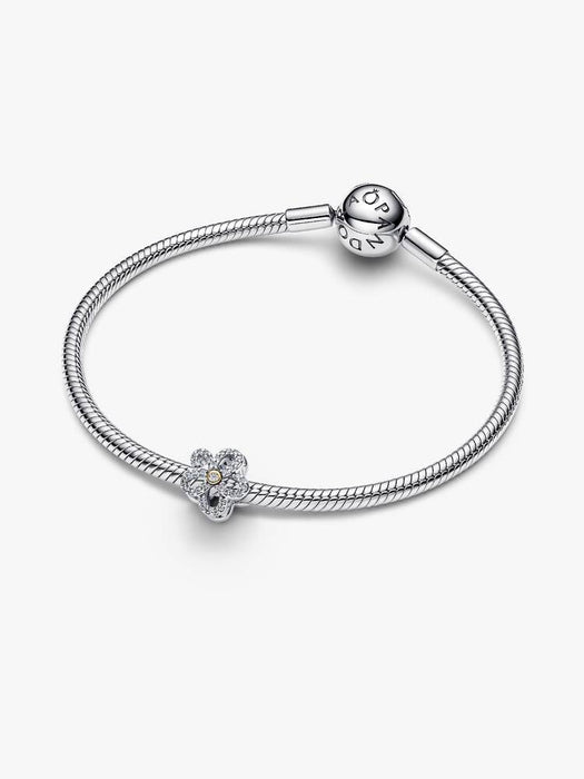 Pandora Flower Charm 14k Gold Plating And Sterling Silver
