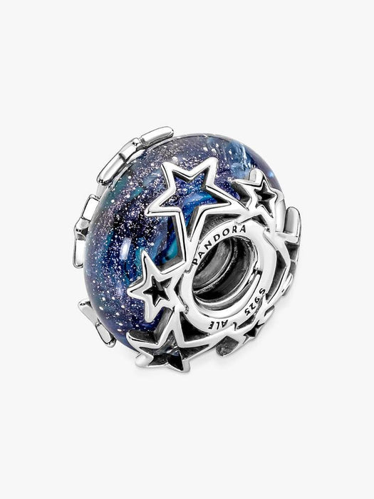 Pandora Galaxy Blue & Star Murano Charm Sterling Silver