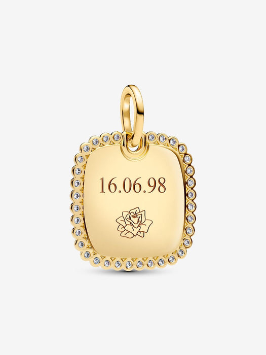 Pandora Square With Cubic Zirconia Pendant 14k Gold Plated