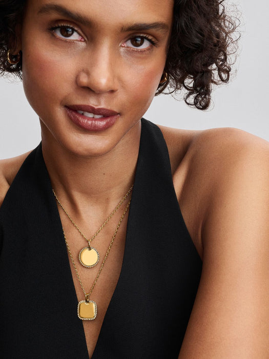 Pandora Square With Cubic Zirconia Pendant 14k Gold Plated