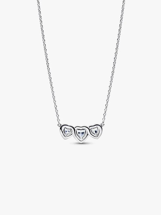 Pandora Halo Heart Trilogy Collier Necklace Sterling Silver