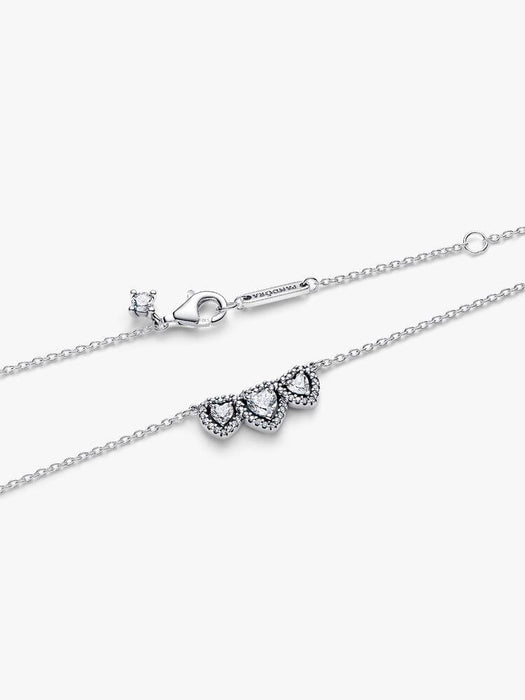 Pandora Halo Heart Trilogy Collier Necklace Sterling Silver