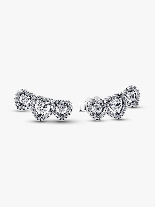 Pandora Halo Heart Trilogy Stud Earrings Sterling Silver