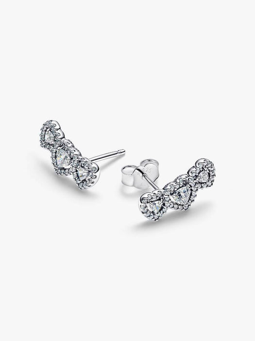 Pandora Halo Heart Trilogy Stud Earrings Sterling Silver