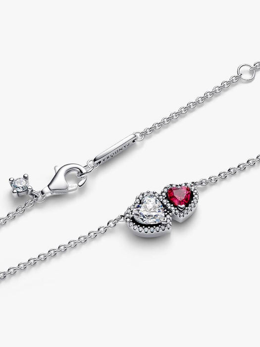 Pandora Halo Hearts Pendant Necklace Sterling Silver