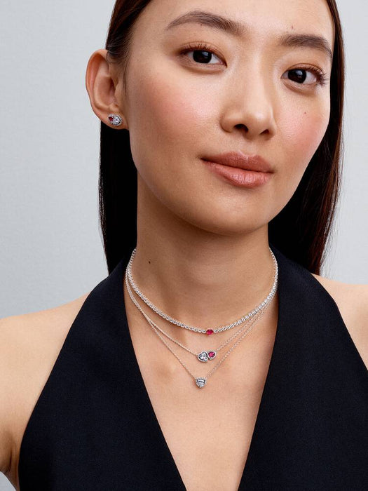 Pandora Halo Hearts Pendant Necklace Sterling Silver