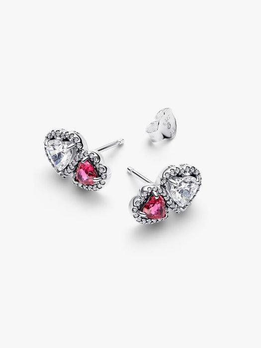 Pandora Halo Hearts Stud Earrings Sterling Silver