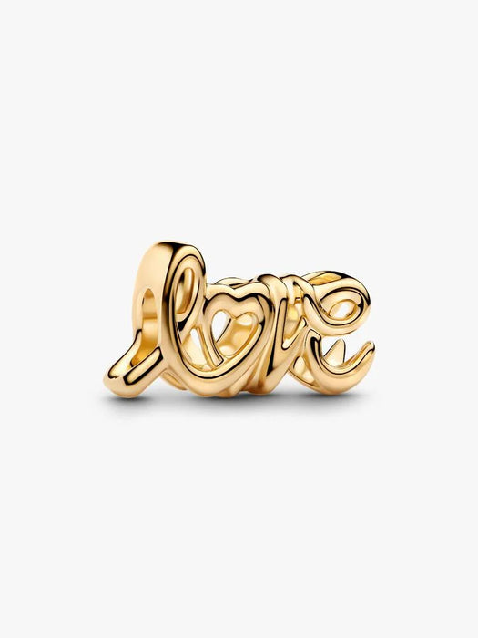 Pandora Handwritten Love Charm 14k Gold Plating