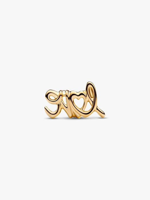 Pandora Handwritten Love Charm 14k Gold Plating