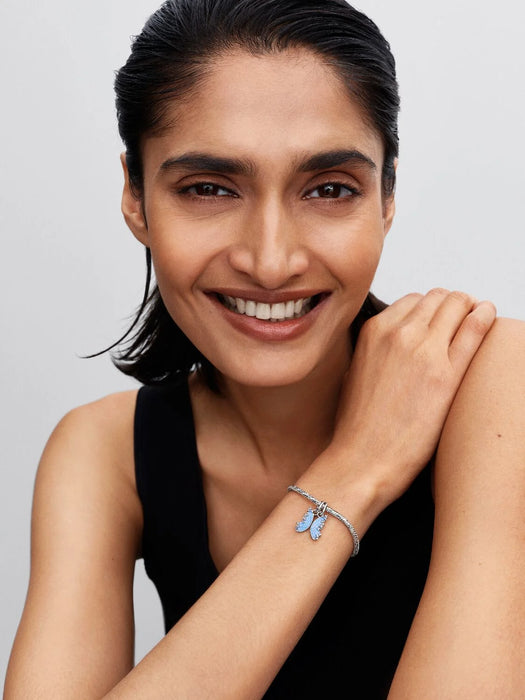 Pandora Heart Clasp Faceted Snake Chain Bracelet Sterling Silver