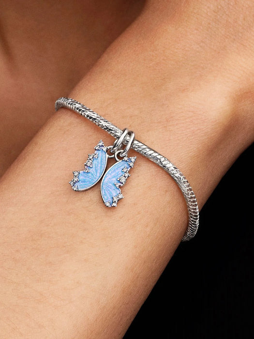 Pandora Heart Clasp Faceted Snake Chain Bracelet Sterling Silver