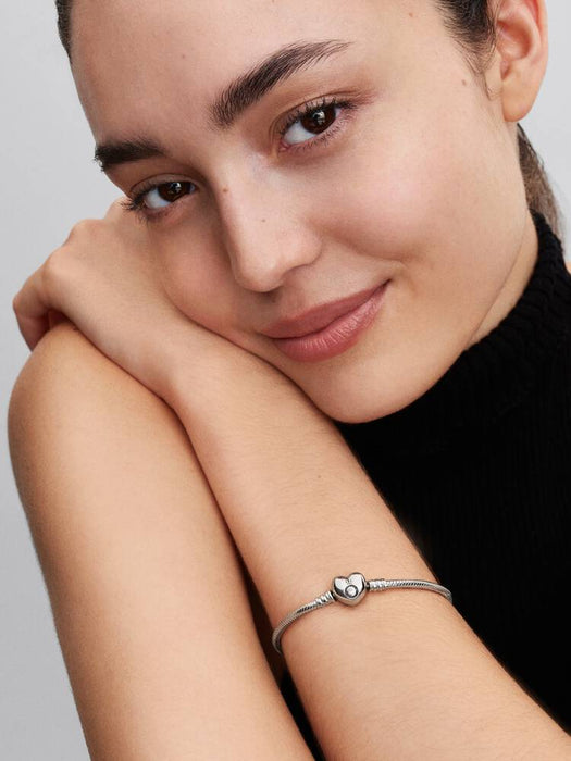 Pandora Heart Clasp Snake Chain Bracelet Sterling Silver