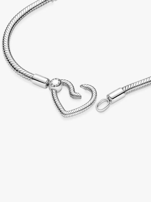 Pandora Heart Closure Snake Chain Bracelet Sterling Silver