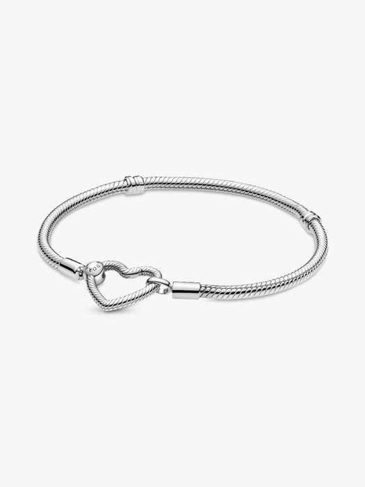 Pandora Heart Closure Snake Chain Bracelet Sterling Silver