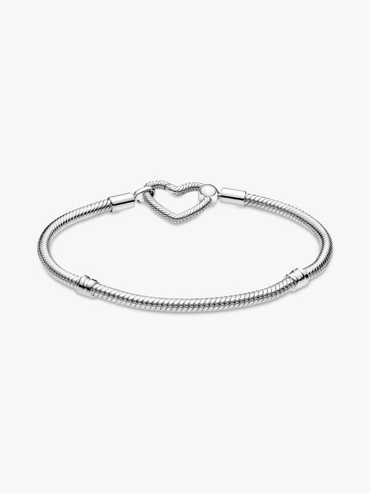 Pandora Heart Closure Snake Chain Bracelet Sterling Silver