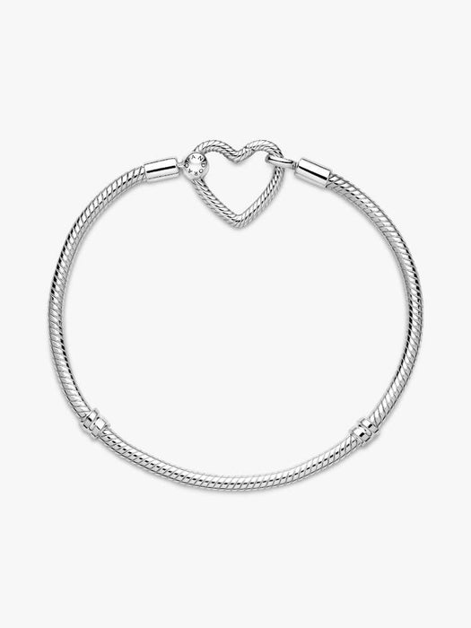 Pandora Heart Closure Snake Chain Bracelet Sterling Silver