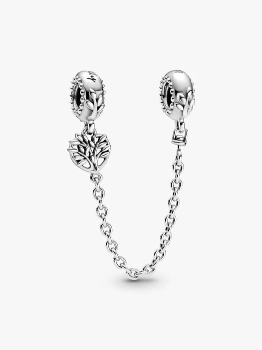 Pandora Heart Family Tree Safety Chain Charm Sterling Silver