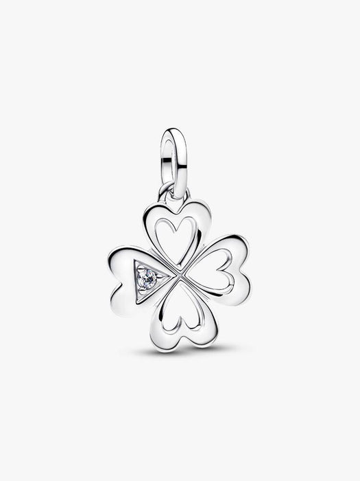 Pandora Heart Four-Leaf Clover Medallion Charm Sterling Silver