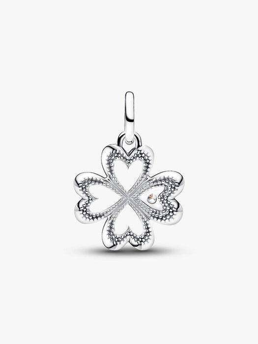 Pandora Heart Four-Leaf Clover Medallion Charm Sterling Silver
