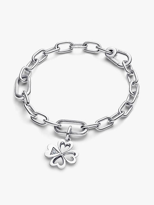 Pandora Heart Four-Leaf Clover Medallion Charm Sterling Silver