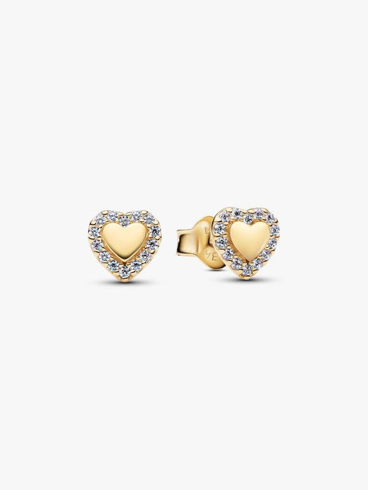 Pandora Heart Halo Stud Earrings 14k Gold Plating