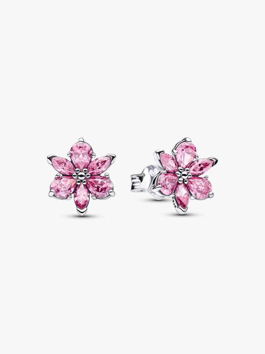Pandora Herbarium Sparkling Pink Flower Stud Earrings Sterling Silver
