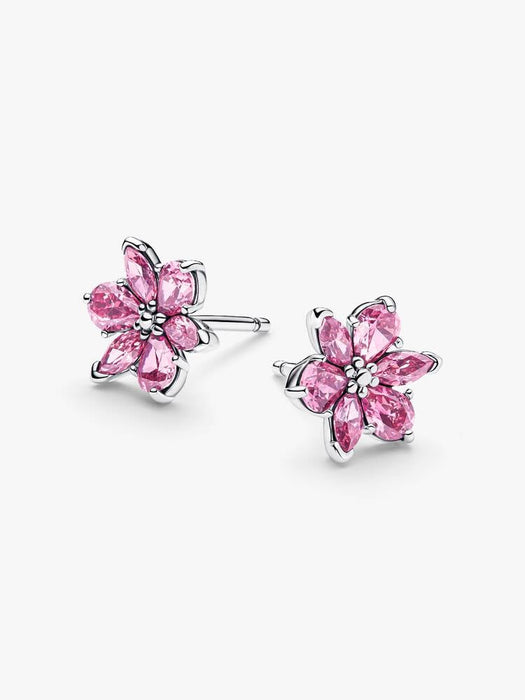 Pandora Herbarium Sparkling Pink Flower Stud Earrings Sterling Silver