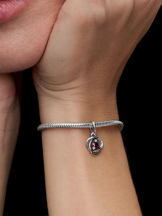 Pandora January Eternity Circle Dangle Charm Sterling Silver