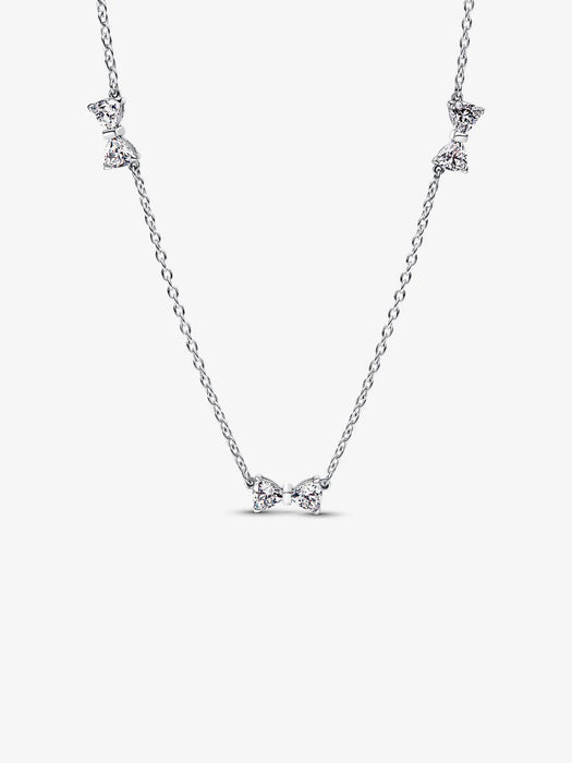 Pandora Bow Station Chain Necklace Sterling Silver
