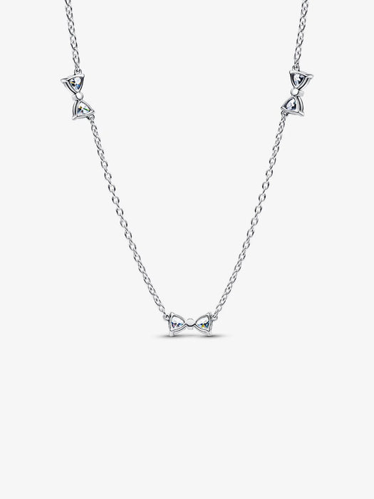 Pandora Bow Station Chain Necklace Sterling Silver