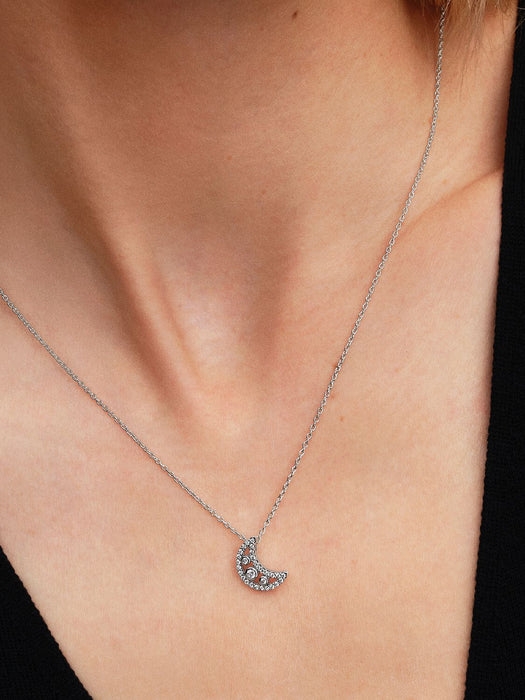 Pandora Crescent Moon Pendant Necklace Sterling Silver