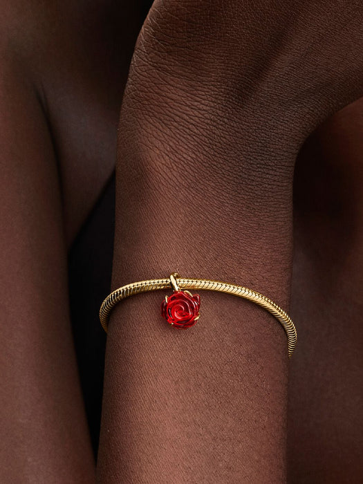 Pandora Disney Beauty and the Beast Enchanted Rose Dangle Charm