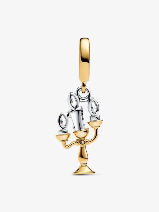 Pandora Disney Beauty and the Beast Lumiere Dangle Charm 14k Gold Plating And Sterling Silver
