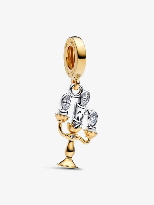 Pandora Disney Beauty and the Beast Lumiere Dangle Charm 14k Gold Plating And Sterling Silver