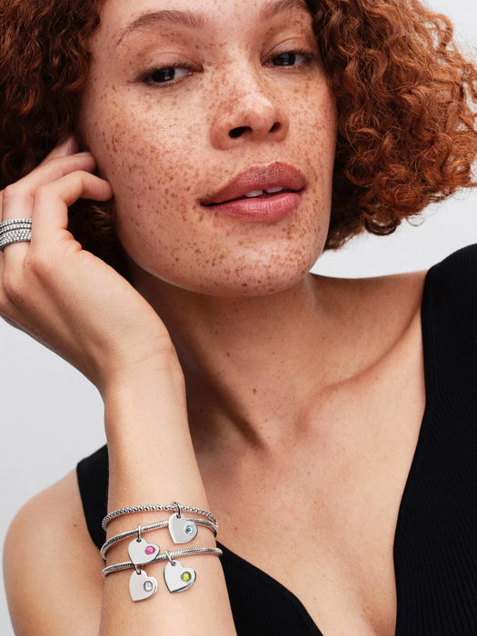 Pandora March Birthstone Engravable Heart Dangle Charm Sterling Silver