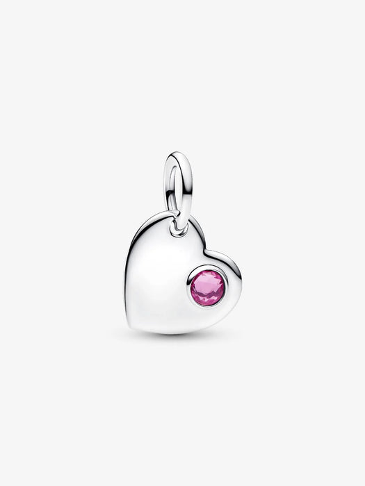 Pandora October Birthstone Engravable Heart Dangle Charm Sterling Silver