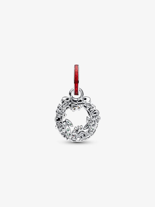Pandora Holiday Wreath Double Dangle Charm Sterling Silver