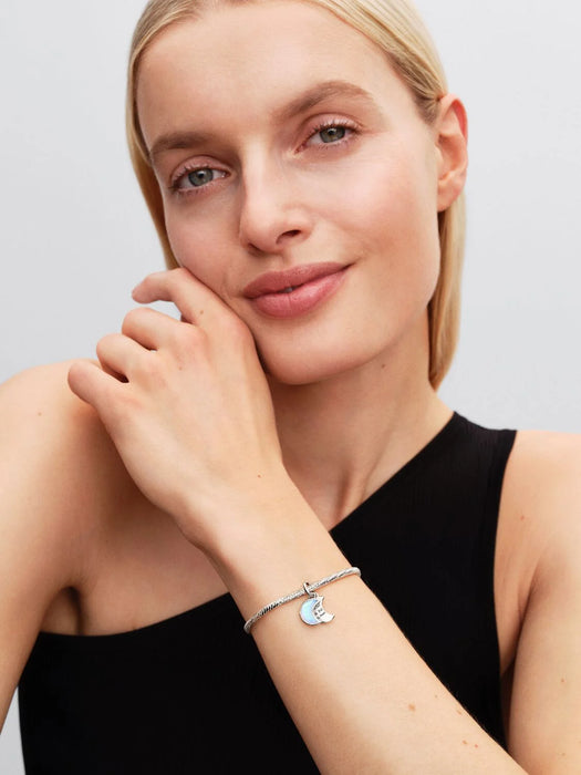 Pandora Crescent Moon Double Dangle Charm Sterling Silver