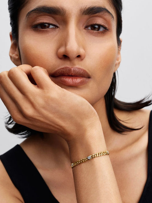 Pandora Heart Cuban Chain Bracelet 14k Gold Plating