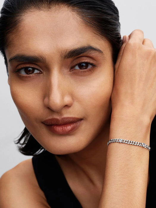 Pandora Heart Cuban Chain Bracelet Sterling Silver