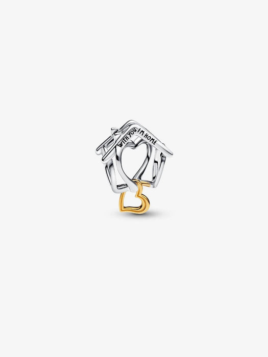 Pandora Home & Heart Charm Sterling silver, 14k Gold Plating